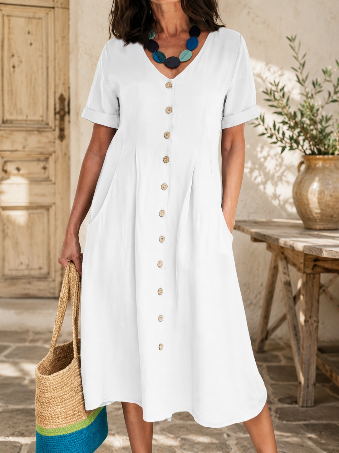 🌿 Élise™ Linen Dress Loved by French Women All Summer