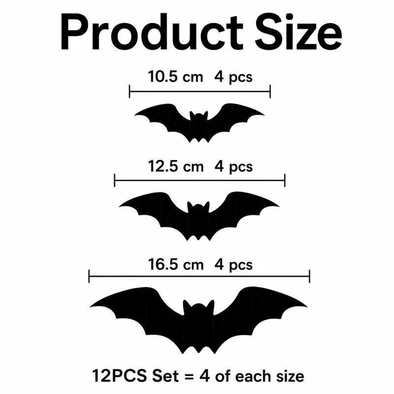 2026 Hot Sale 3D LED Bat Wall Decorations – 12/24PCS Light-Up Halloween Decor for Walls, Windows & Parties