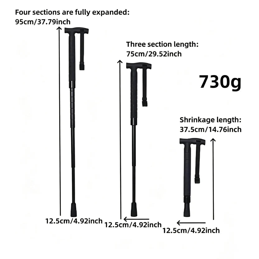 Telescopic Hiking Trekking Pole with Self-Defense Baton