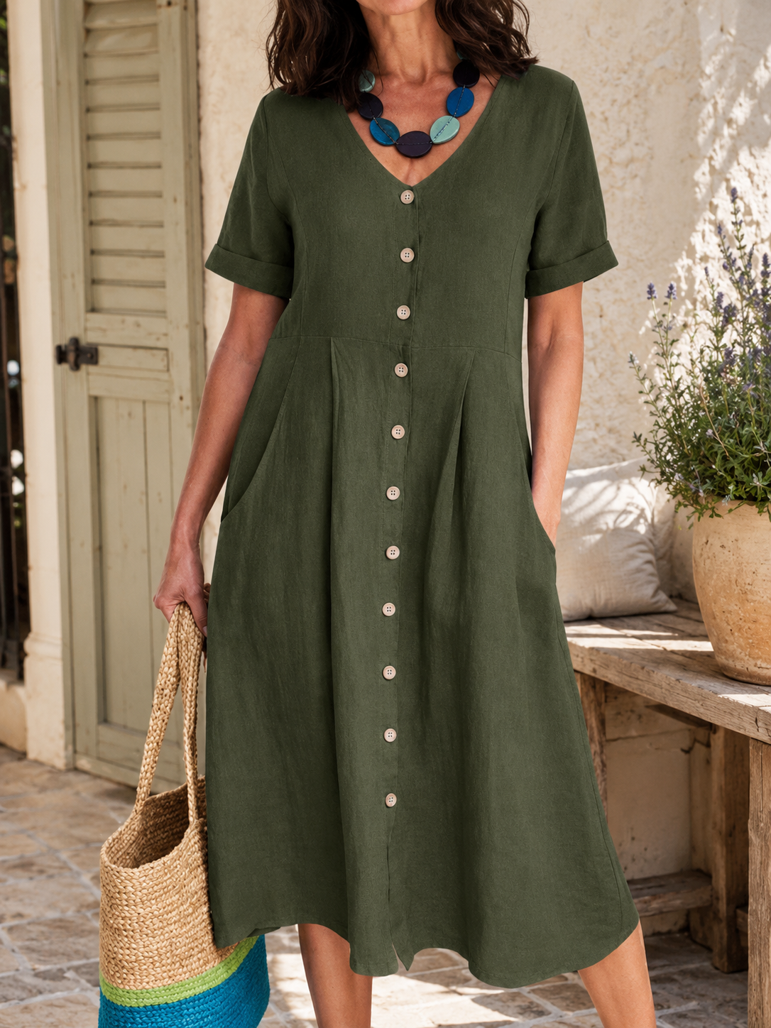 🌿 Élise™ Linen Dress Loved by French Women All Summer