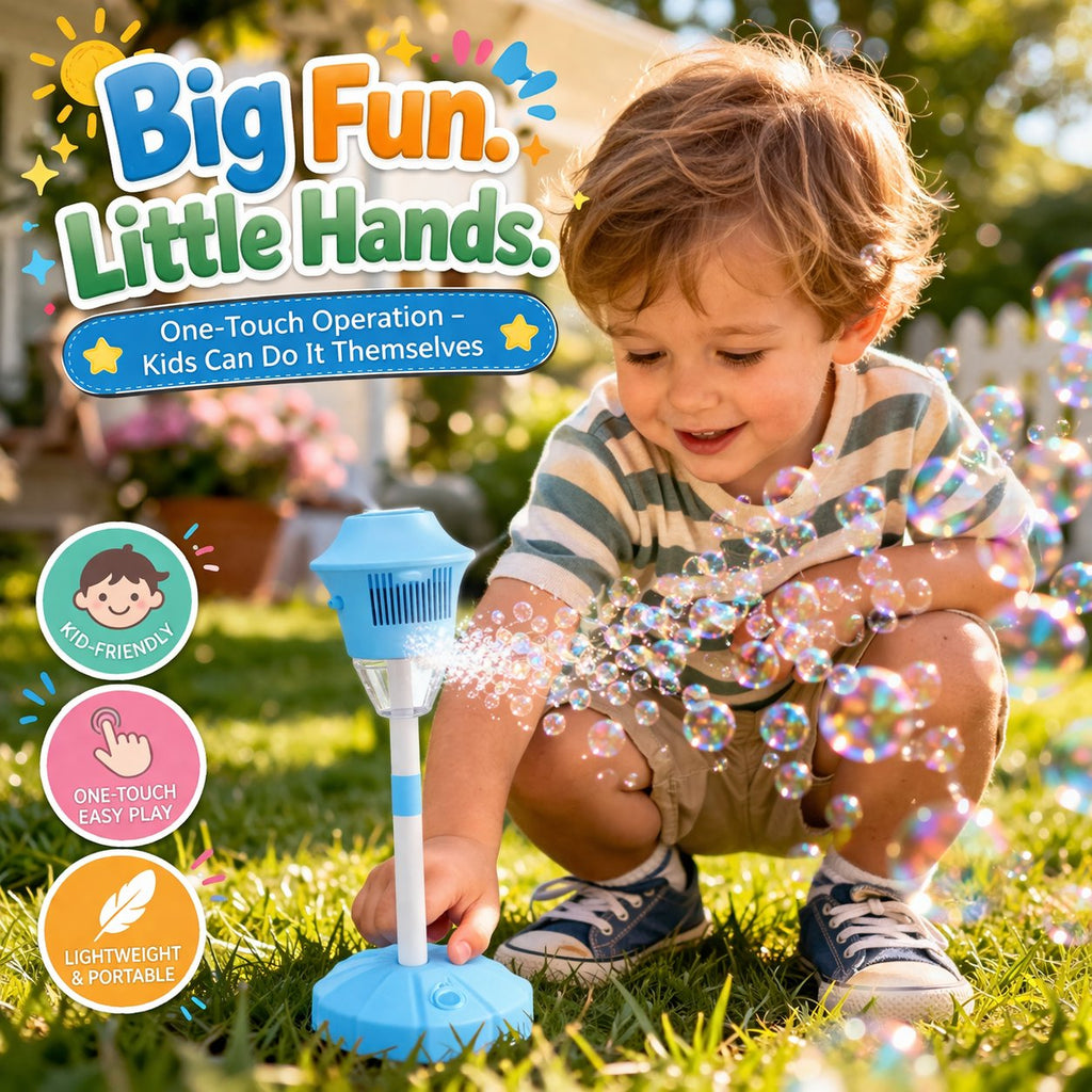 🔥🔥 One-Button Bubble Machine – LED Lights, Day & Night Fun, for Kids & Parties ☃