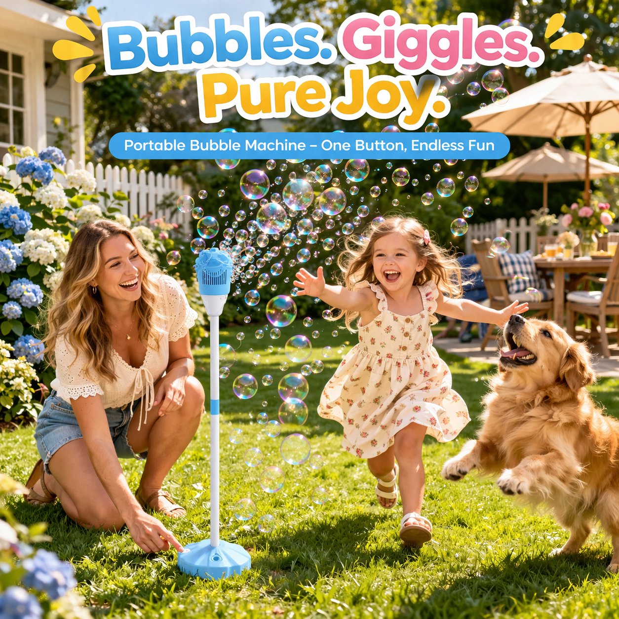 🔥🔥 One-Button Bubble Machine – LED Lights, Day & Night Fun, for Kids & Parties ☃
