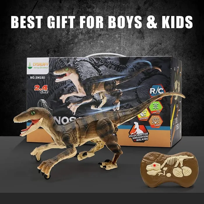 Realistic Remote Control Dinosaur (Buy 1 and get a 12-piece dinosaur kit)
