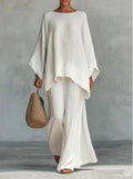 Chic Solid Color Flowy Co Ord Set | Modest Elegant Vacation Daily Wear Two Piece Outfit