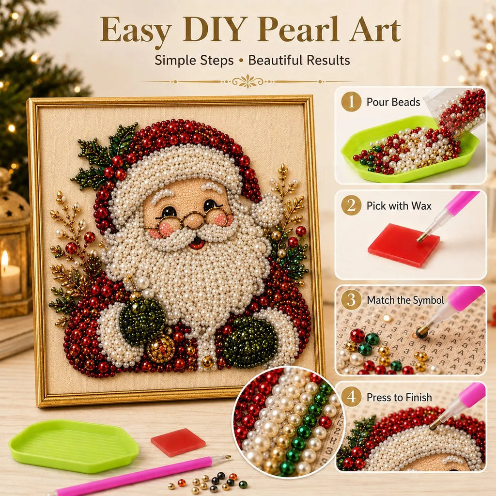 Relaxing & Beginner-Friendly - DIY Christmas Pearl Diamond Painting Art Kit