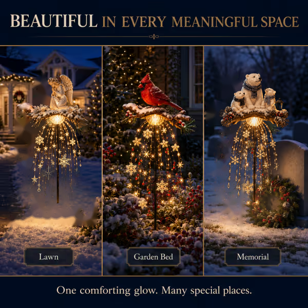 ❤️ Cardinal Memory Fountain – Lighted Christmas Remembrance Garden Decor