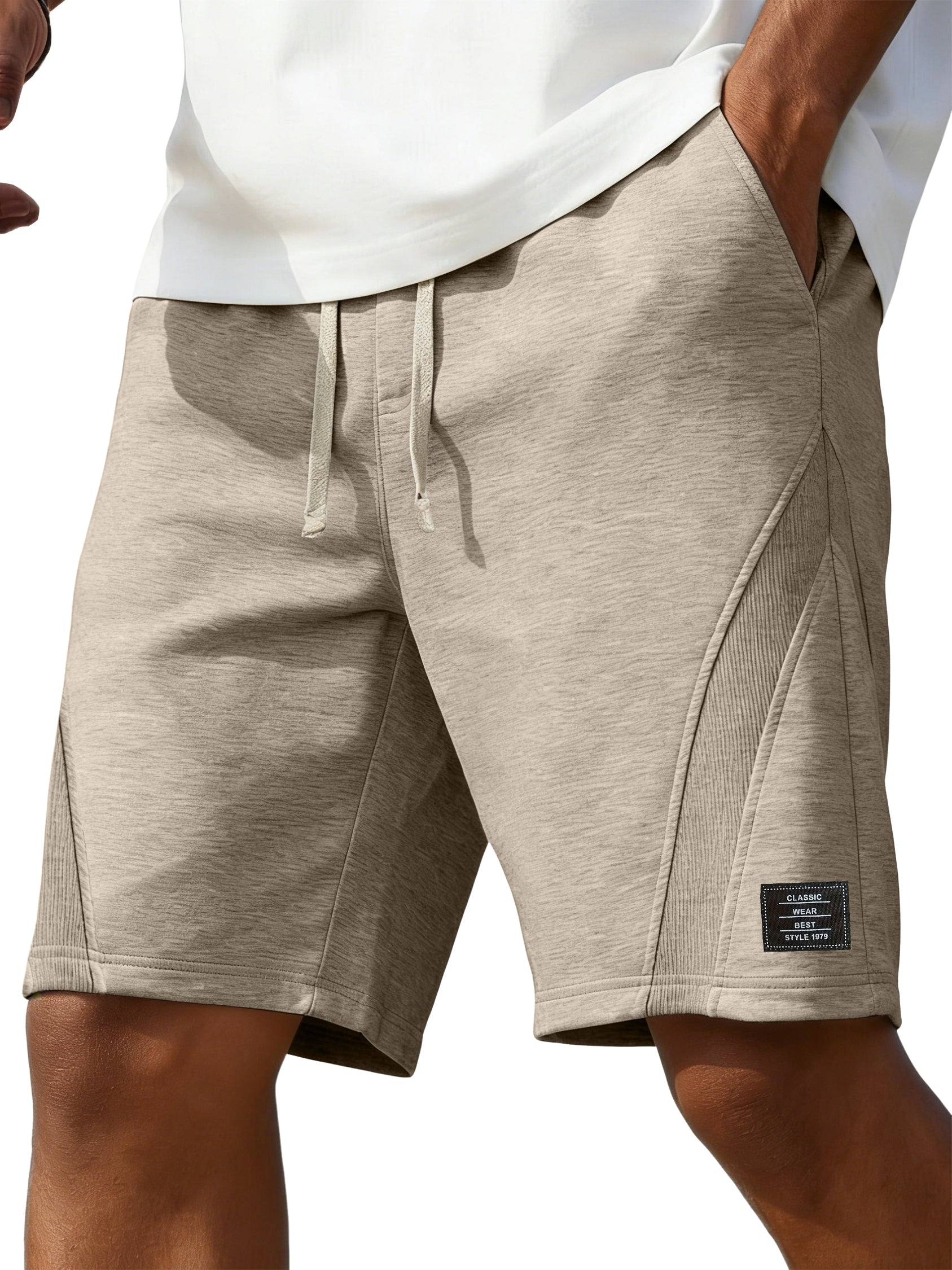 Men's Casual Deconstructed Embroidered Logo Multi-Pocket Shorts