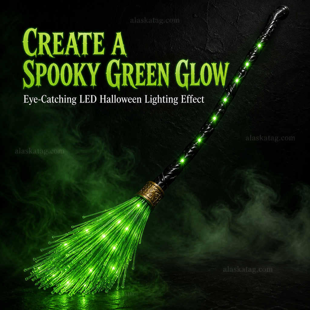 🧙 Animated Witch Broom Halloween Decoration with Lights and Sound