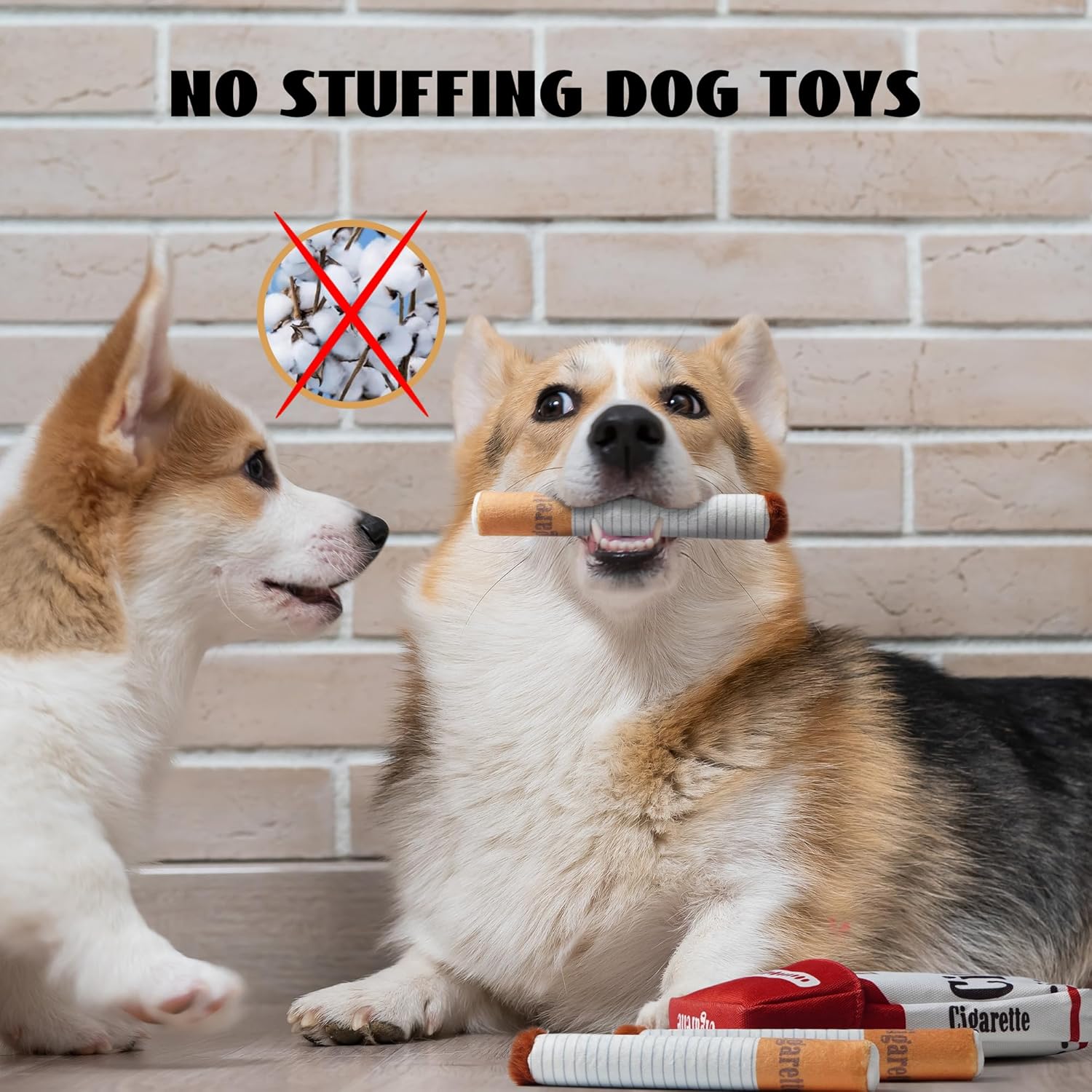 💥💫Funny Interactive Giggle Sound Plush Cigarette Dog Toy