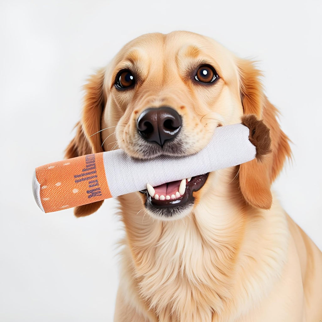 💥💫Funny Interactive Giggle Sound Plush Cigarette Dog Toy