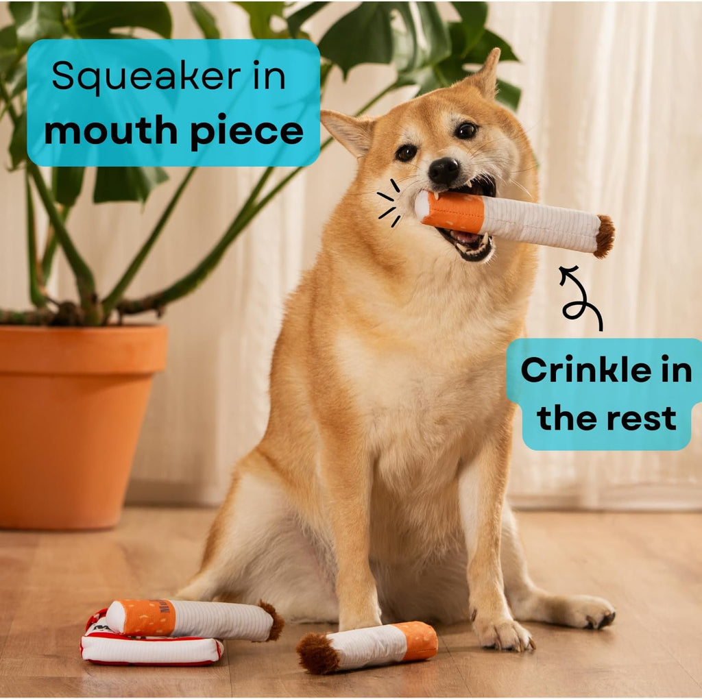💥💫Funny Interactive Giggle Sound Plush Cigarette Dog Toy