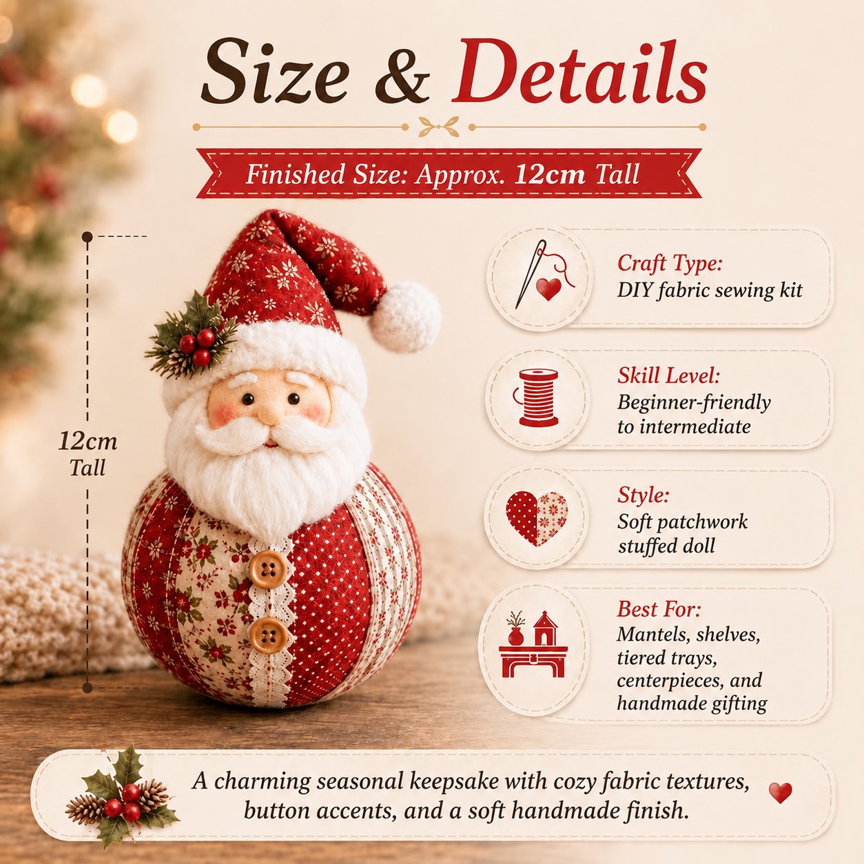 ✨🎄Patchwork Fabric Doll DIY Kit