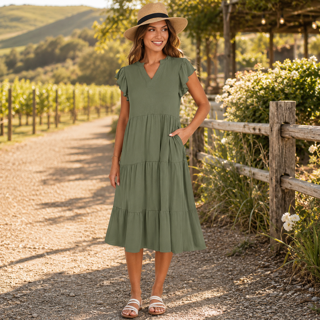 🌿 Effortless Elegance – Women’s Relaxed Pocket Maxi Dress ✨