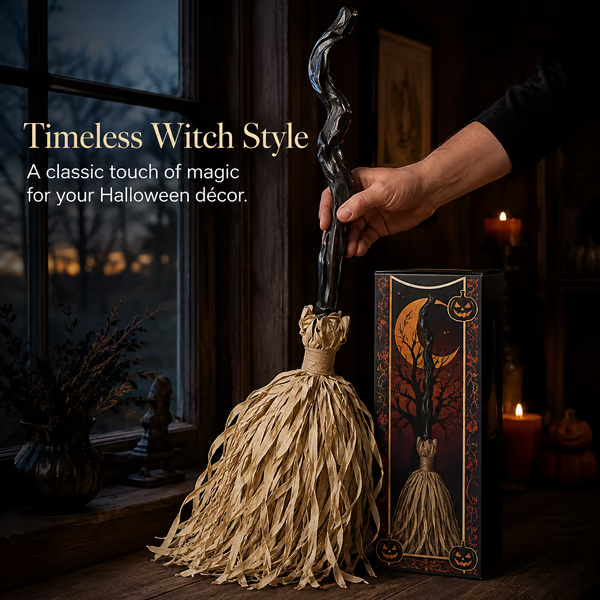 🧹 Animated Moving Witch Broom — 👻 Spooky Light, Sound & Motion Halloween Party Prop 🎃