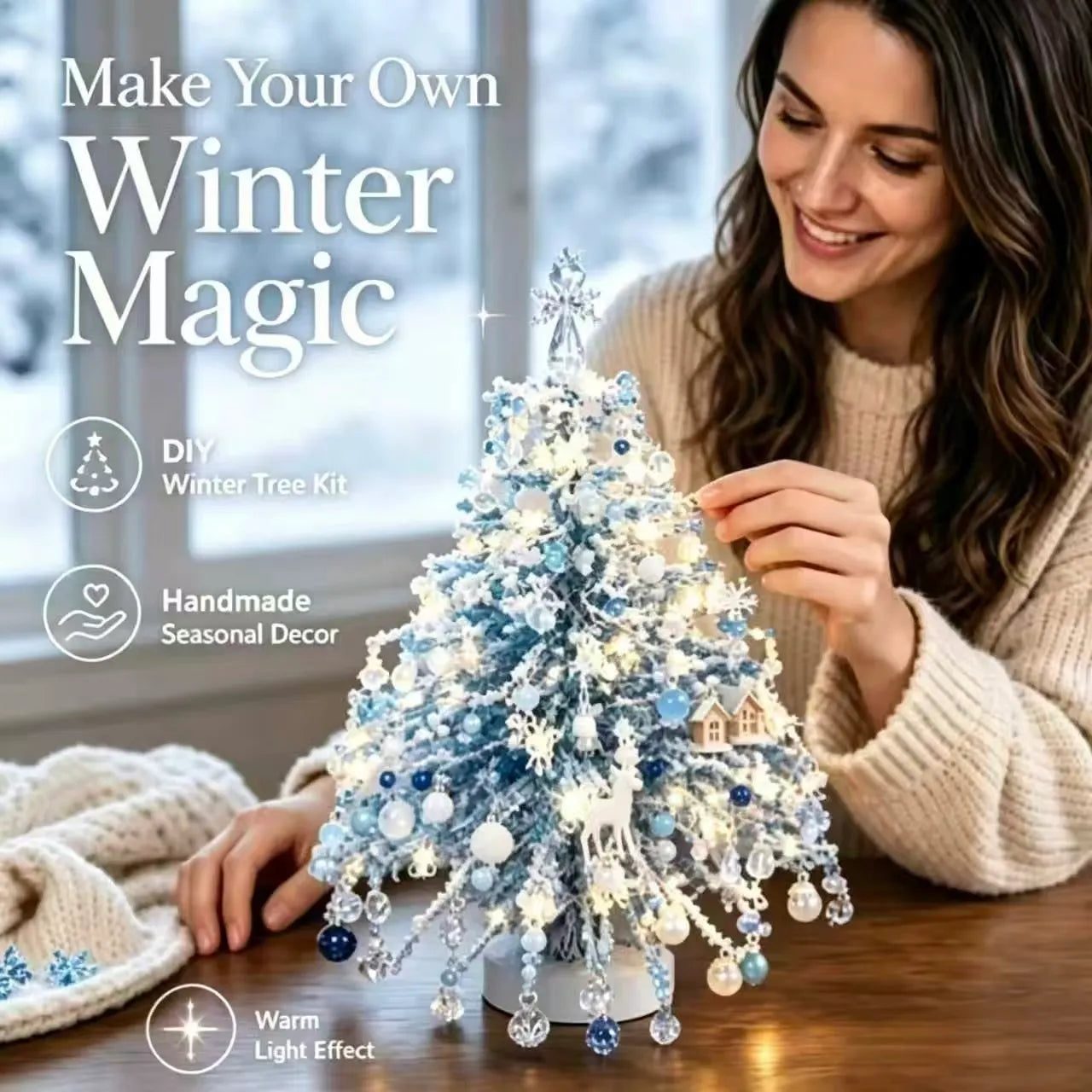 Elegant Beaded Mini Christmas Tree – Collector's Holiday Decor Set, Tabletop 🎄