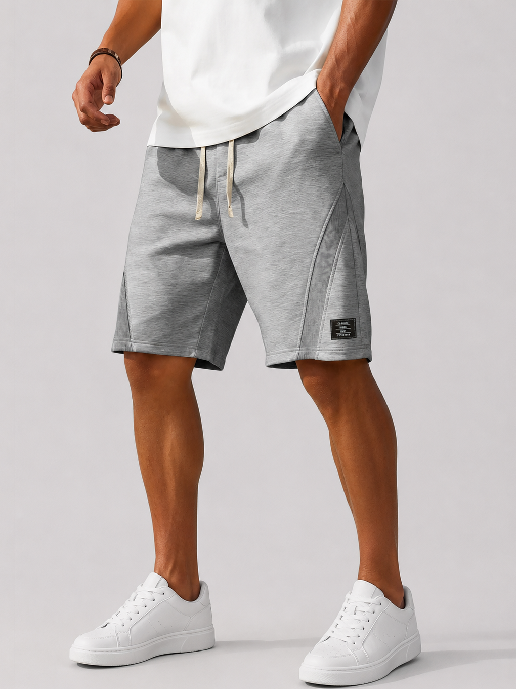 Men's Casual Deconstructed Embroidered Logo Multi-Pocket Shorts