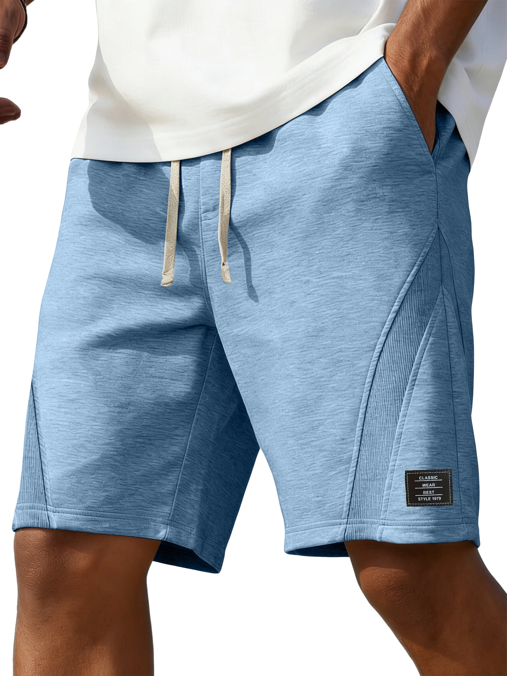 Men's Casual Deconstructed Embroidered Logo Multi-Pocket Shorts