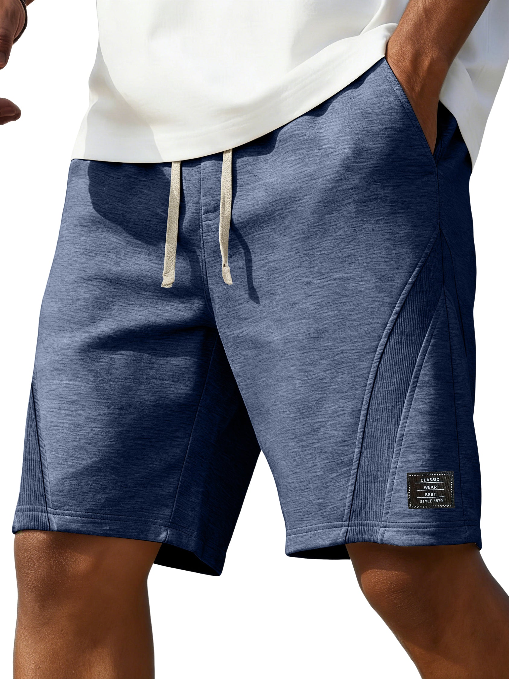 Men's Casual Deconstructed Embroidered Logo Multi-Pocket Shorts