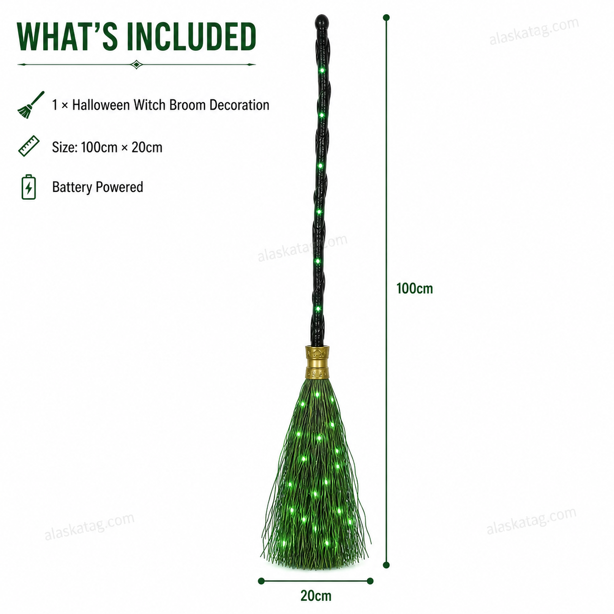 🧙 Animated Witch Broom Halloween Decoration with Lights and Sound