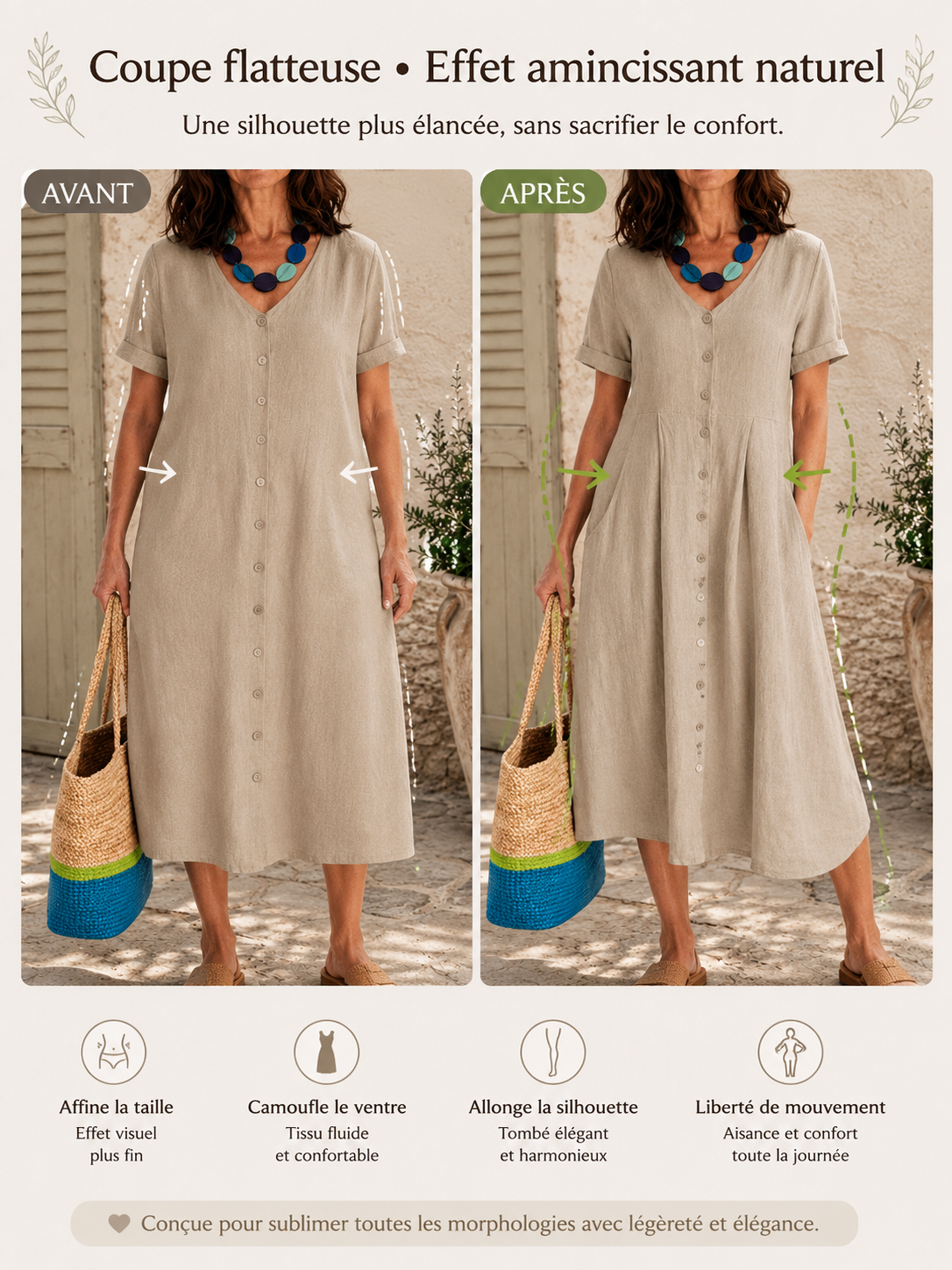 🌿 Élise™ Linen Dress Loved by French Women All Summer
