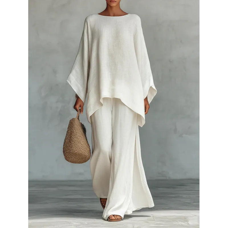 Chic Solid Color Flowy Co Ord Set | Modest Elegant Vacation Daily Wear Two Piece Outfit