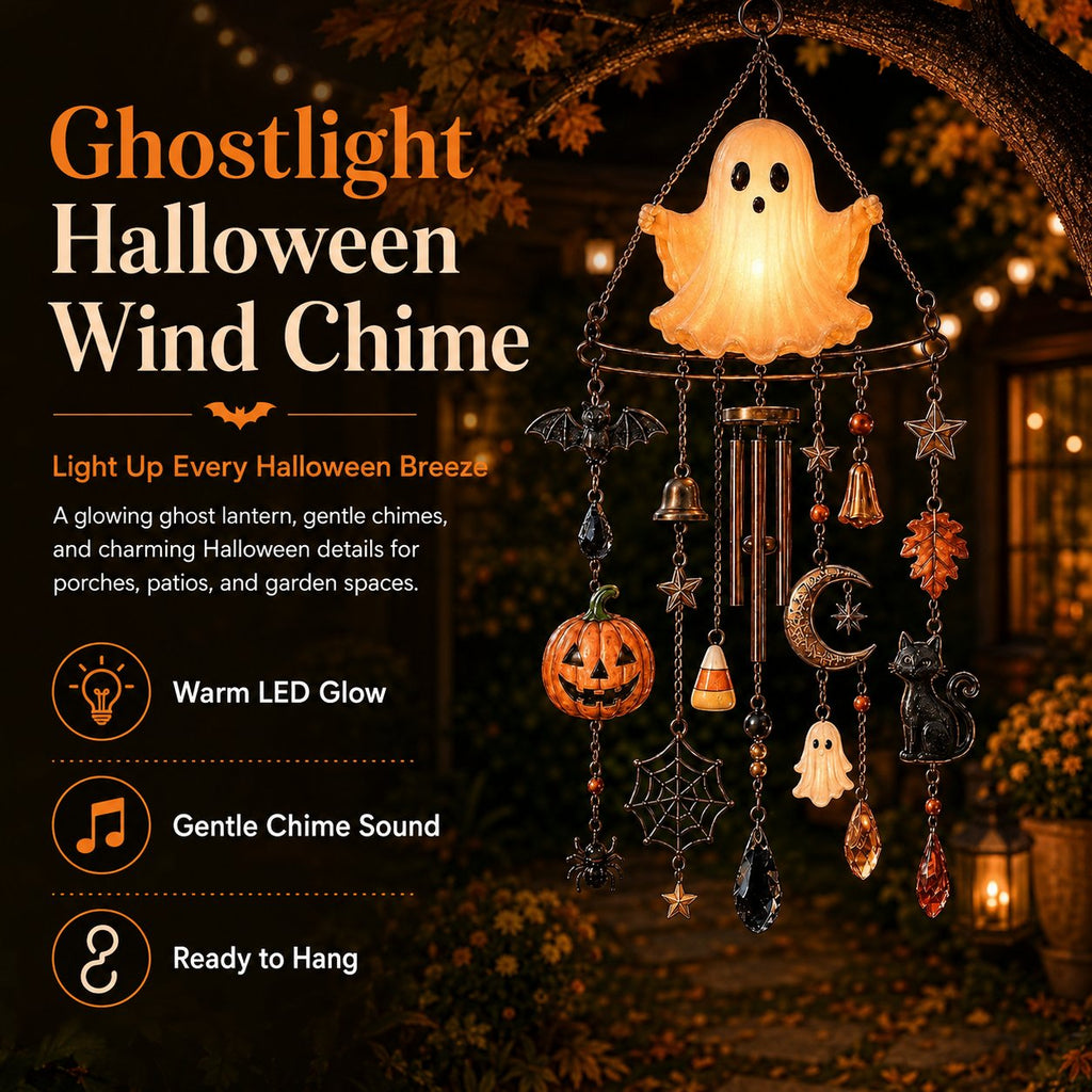 🔥 New Arrival Launch Sale 🎃 50% OFF — 👻 Haunted Glow Ghost Wind Chime – Spooky Garden Decor with Magical Night Glow