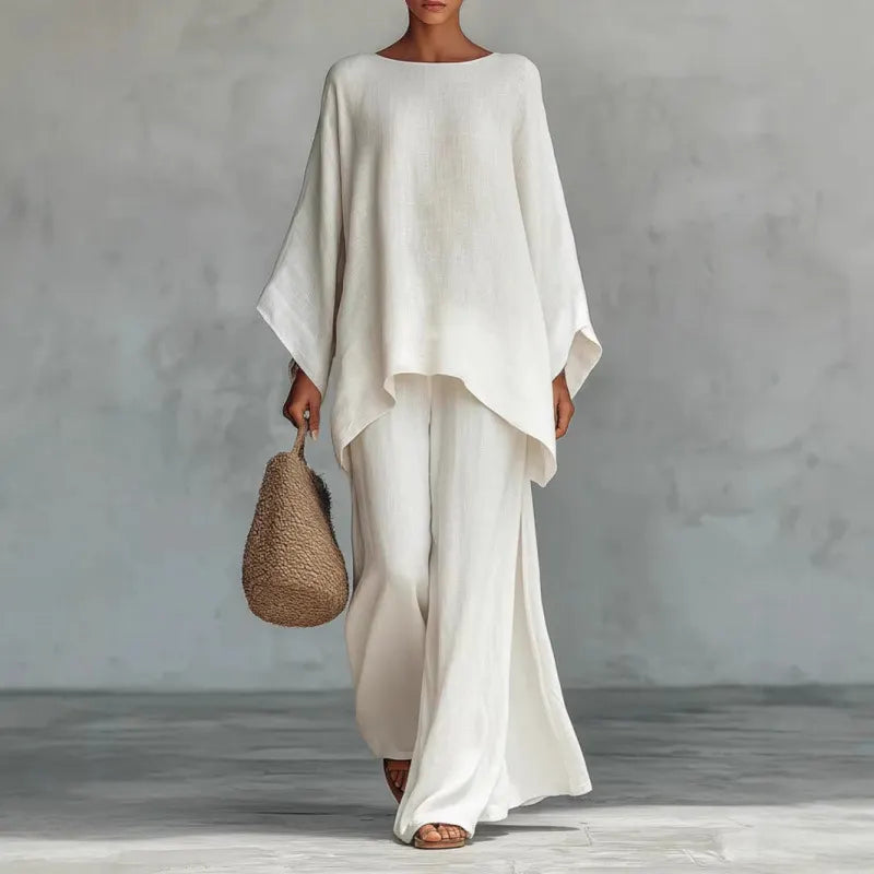 Chic Solid Color Flowy Co Ord Set | Modest Elegant Vacation Daily Wear Two Piece Outfit