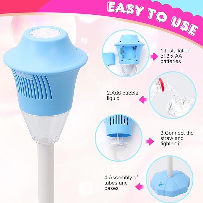 🔥🔥 One-Button Bubble Machine – LED Lights, Day & Night Fun, for Kids & Parties ☃