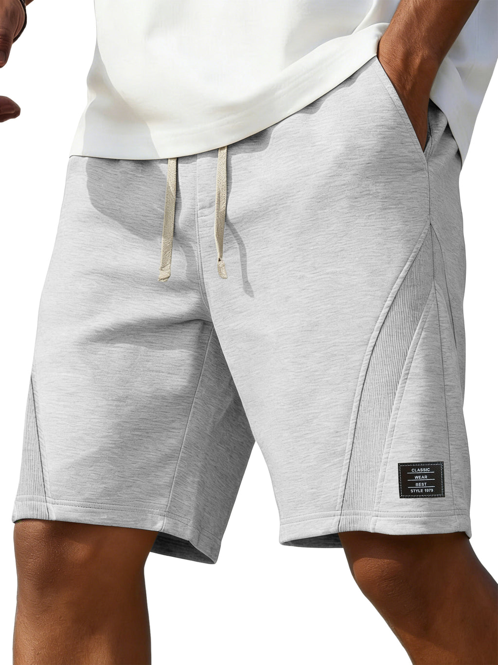 Men's Casual Deconstructed Embroidered Logo Multi-Pocket Shorts