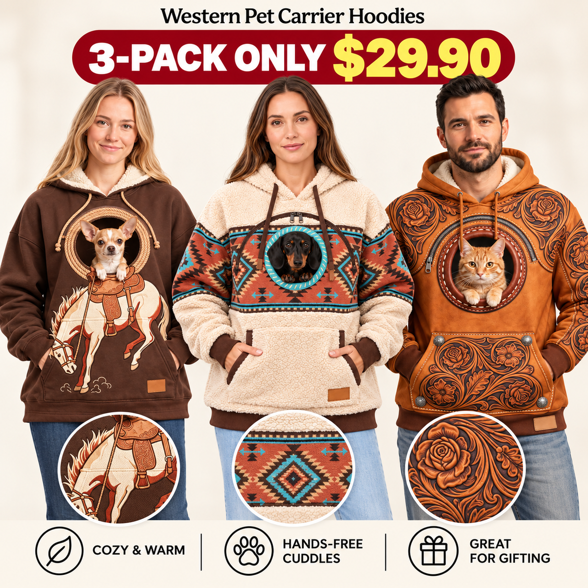 ⏰LAST DAY 50% OFF 🐾 Cozy Pet Carrier Hoodie — Built-In Pouch for Cats & Small Dogs