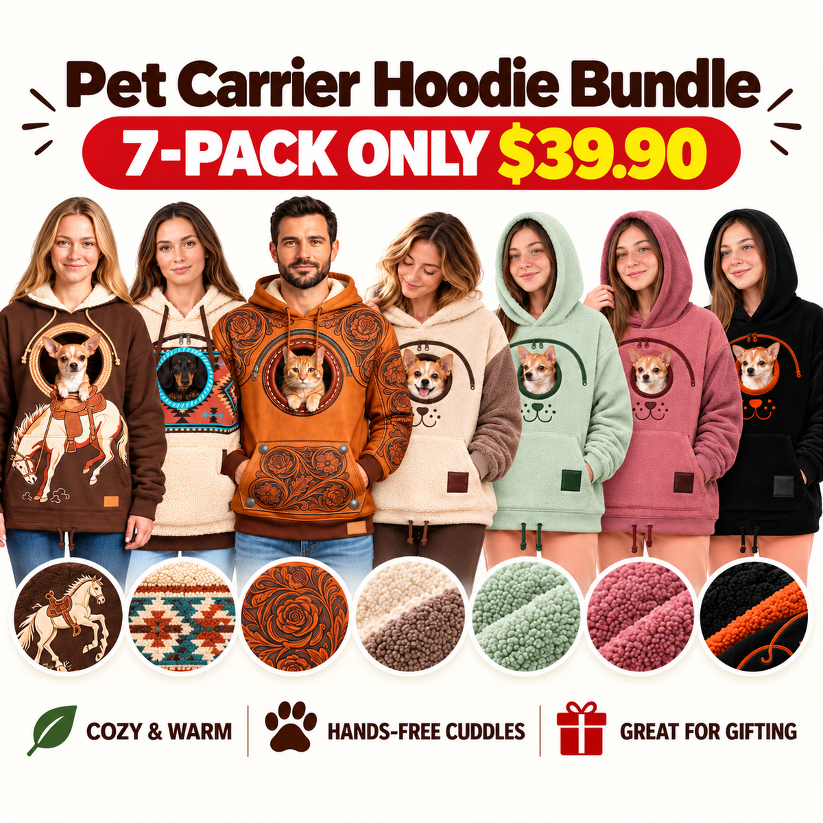 ⏰LAST DAY 50% OFF 🐾 Cozy Pet Carrier Hoodie — Built-In Pouch for Cats & Small Dogs