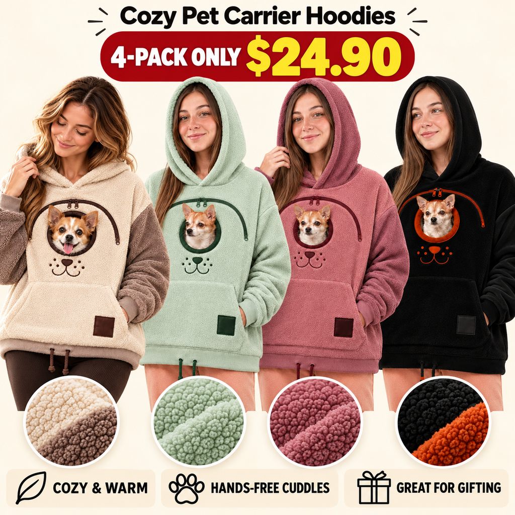 ⏰LAST DAY 50% OFF 🐾 Cozy Pet Carrier Hoodie — Built-In Pouch for Cats & Small Dogs