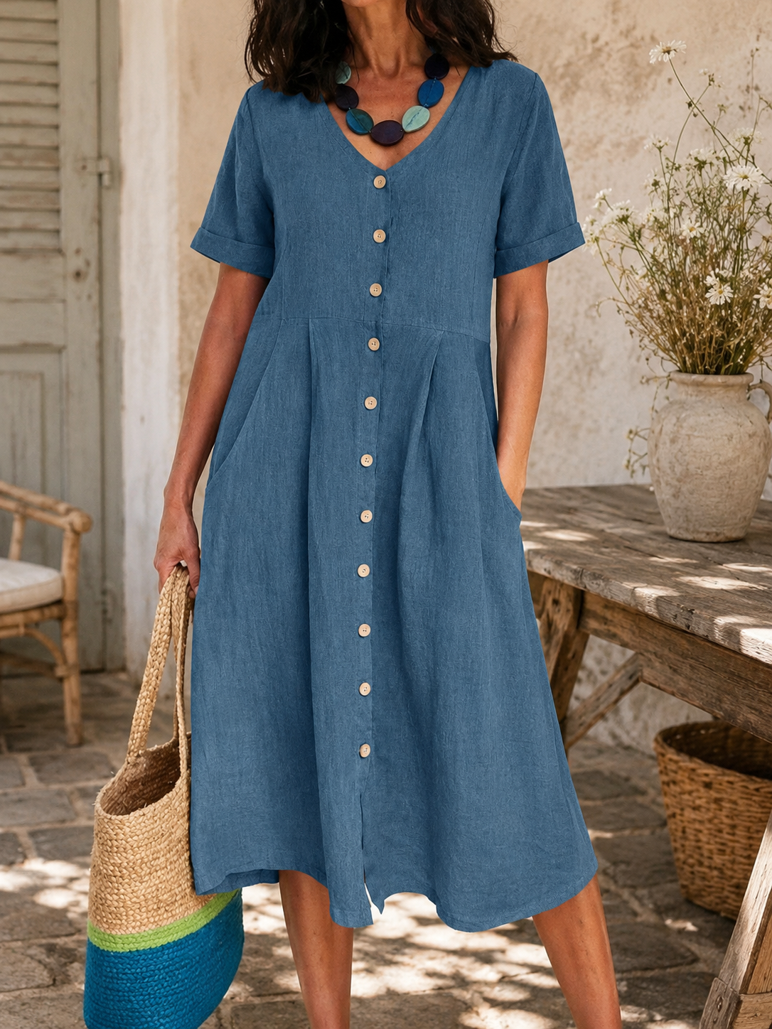 🌿 Élise™ Linen Dress Loved by French Women All Summer