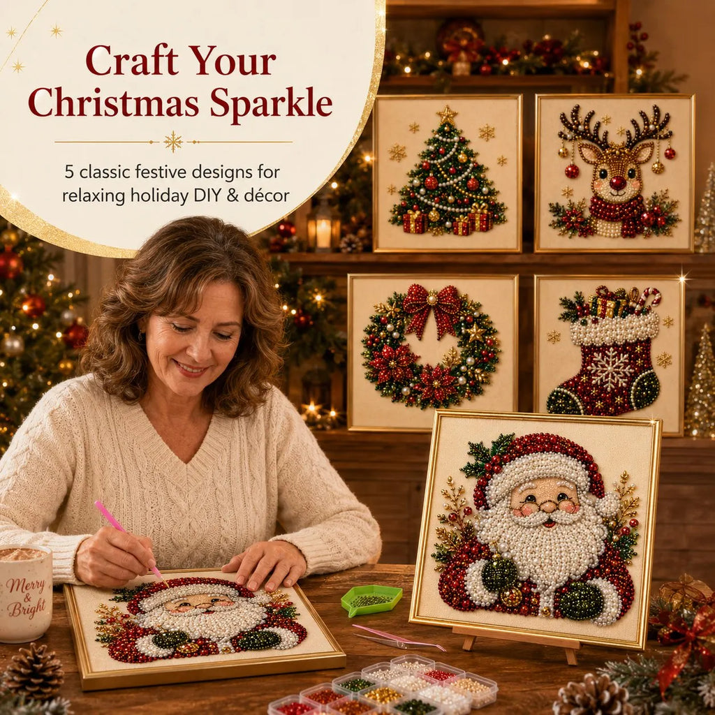 Relaxing & Beginner-Friendly - DIY Christmas Pearl Diamond Painting Art Kit