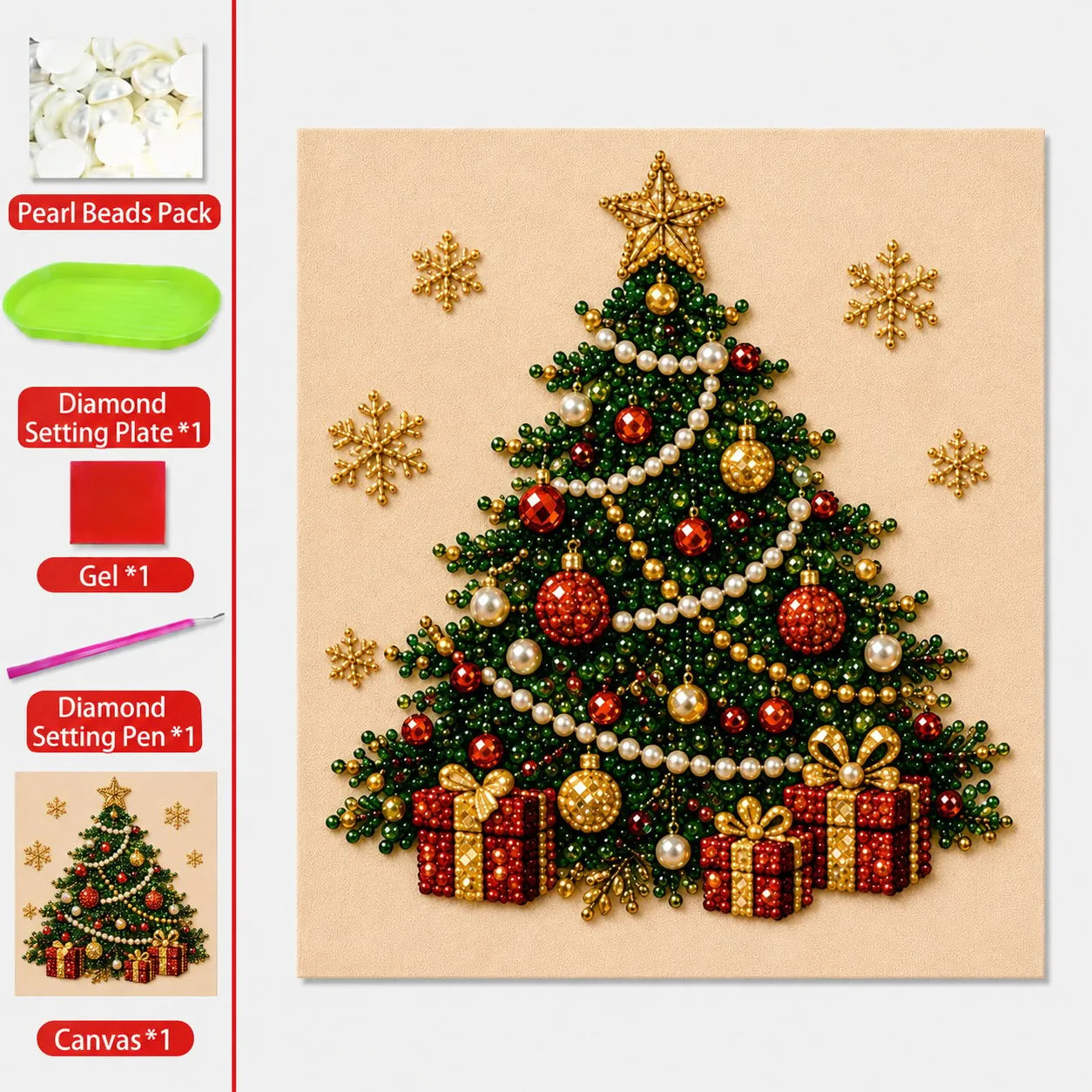 Relaxing & Beginner-Friendly - DIY Christmas Pearl Diamond Painting Art Kit