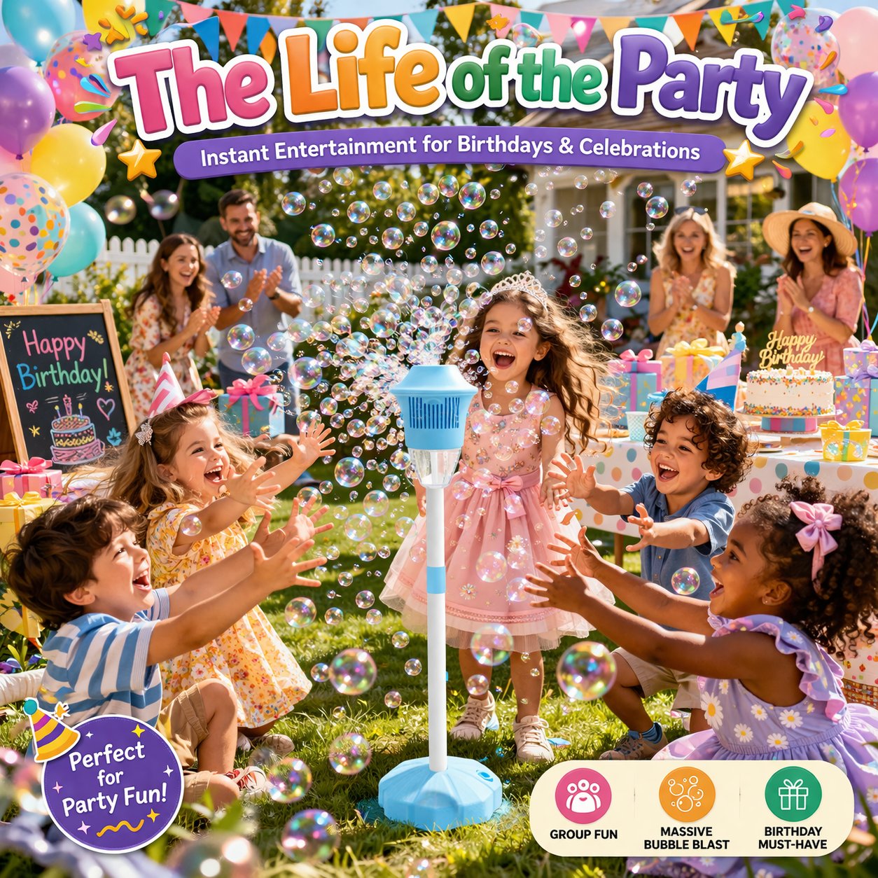 🔥🔥 One-Button Bubble Machine – LED Lights, Day & Night Fun, for Kids & Parties ☃