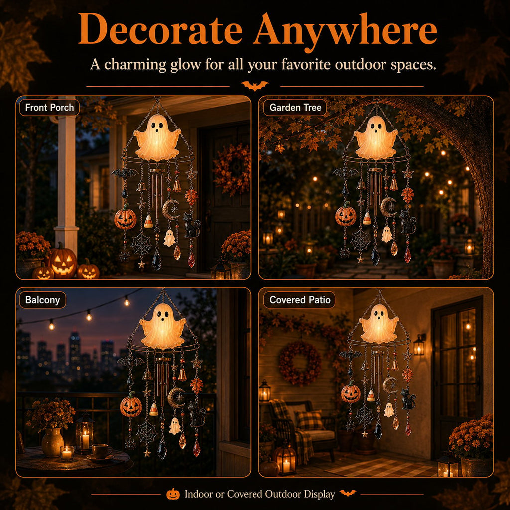 🔥 New Arrival Launch Sale 🎃 50% OFF — 👻 Haunted Glow Ghost Wind Chime – Spooky Garden Decor with Magical Night Glow