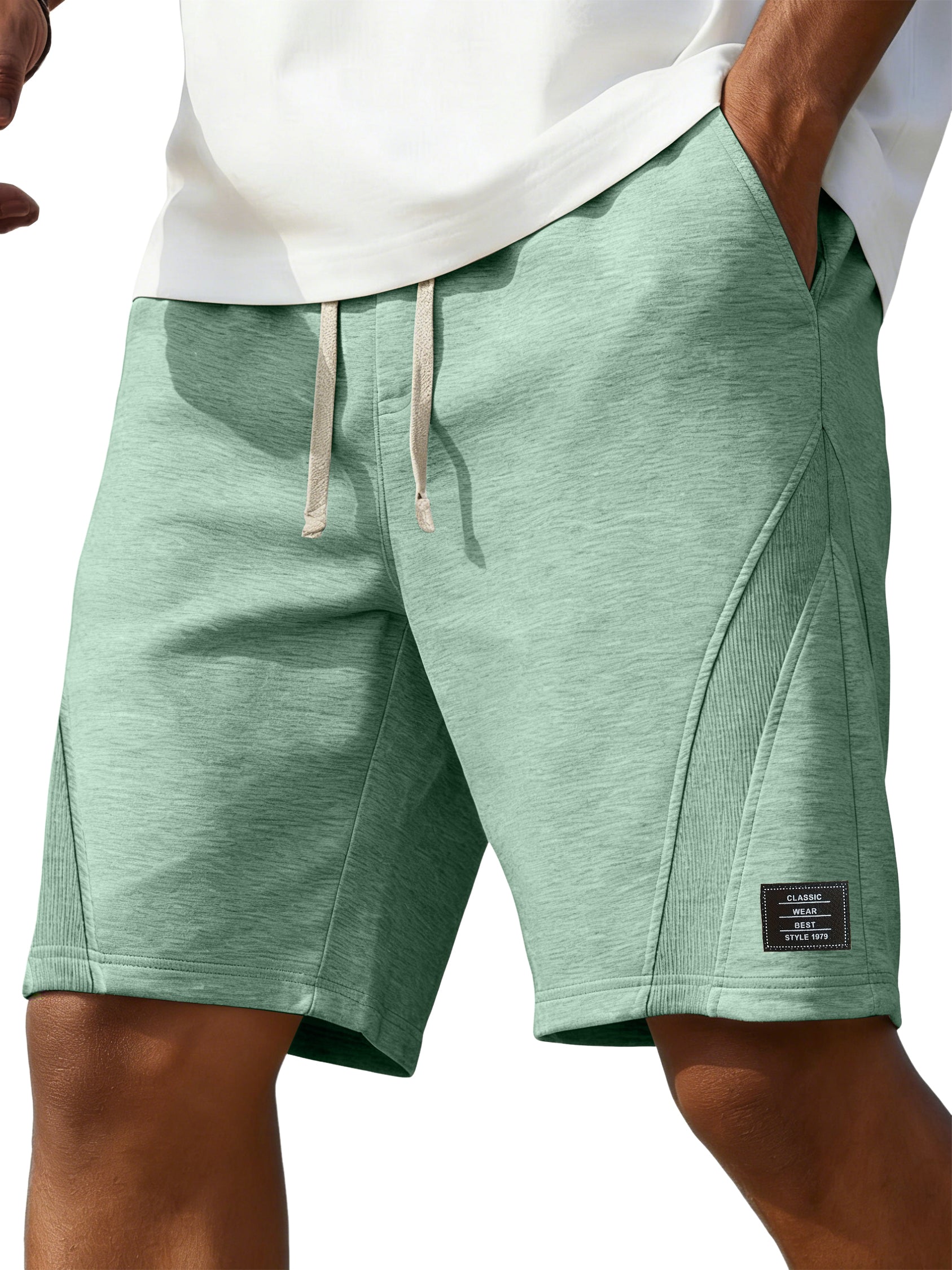 Men's Casual Deconstructed Embroidered Logo Multi-Pocket Shorts
