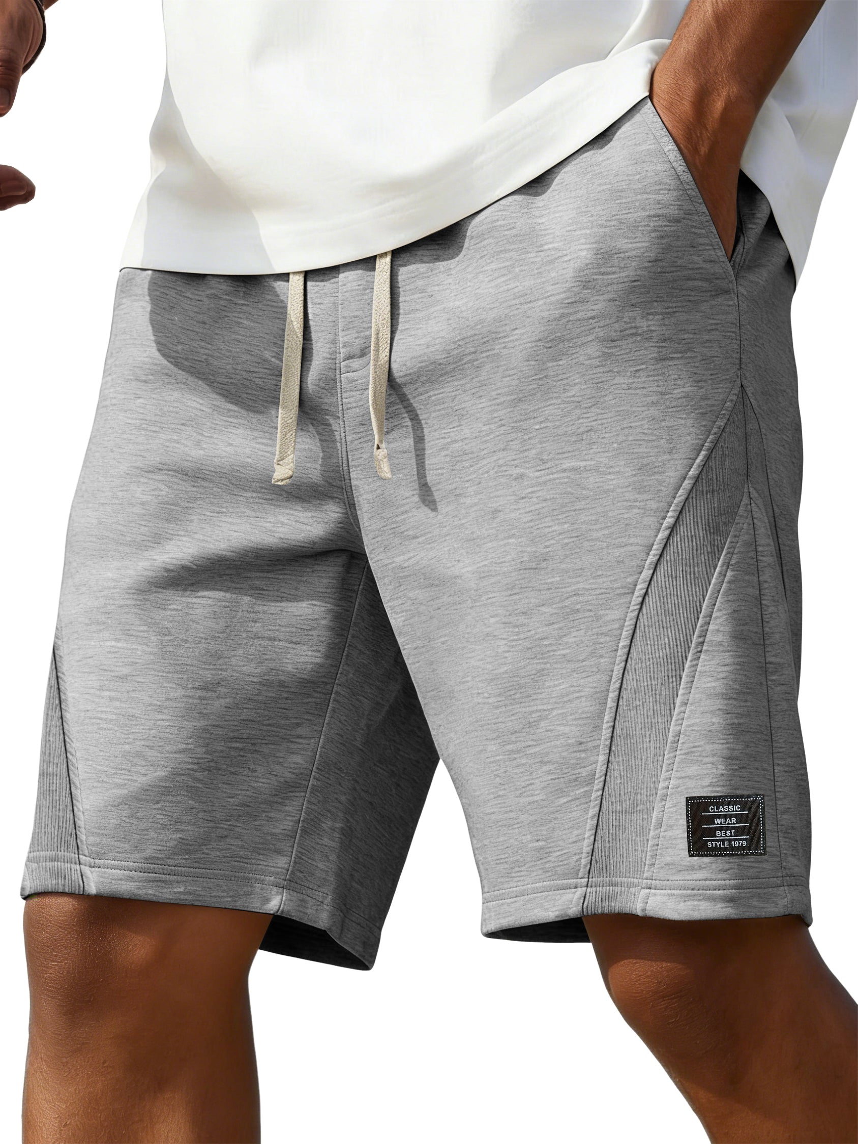 Men's Casual Deconstructed Embroidered Logo Multi-Pocket Shorts