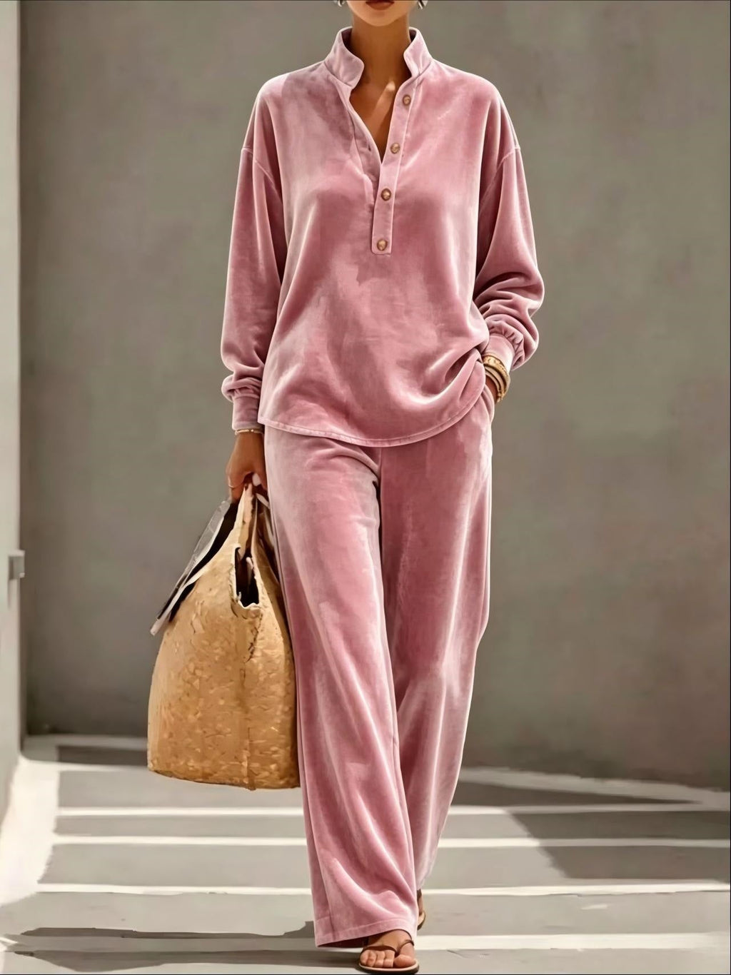 New Arrivals🔥Loose And Cozy Velvet Two-piece Set (top And Pants)